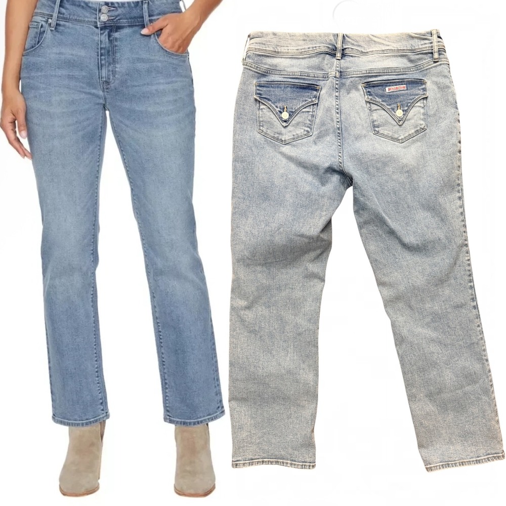 Hudson Straight Leg Jeans Flap Pocket Medium Light Wash 14